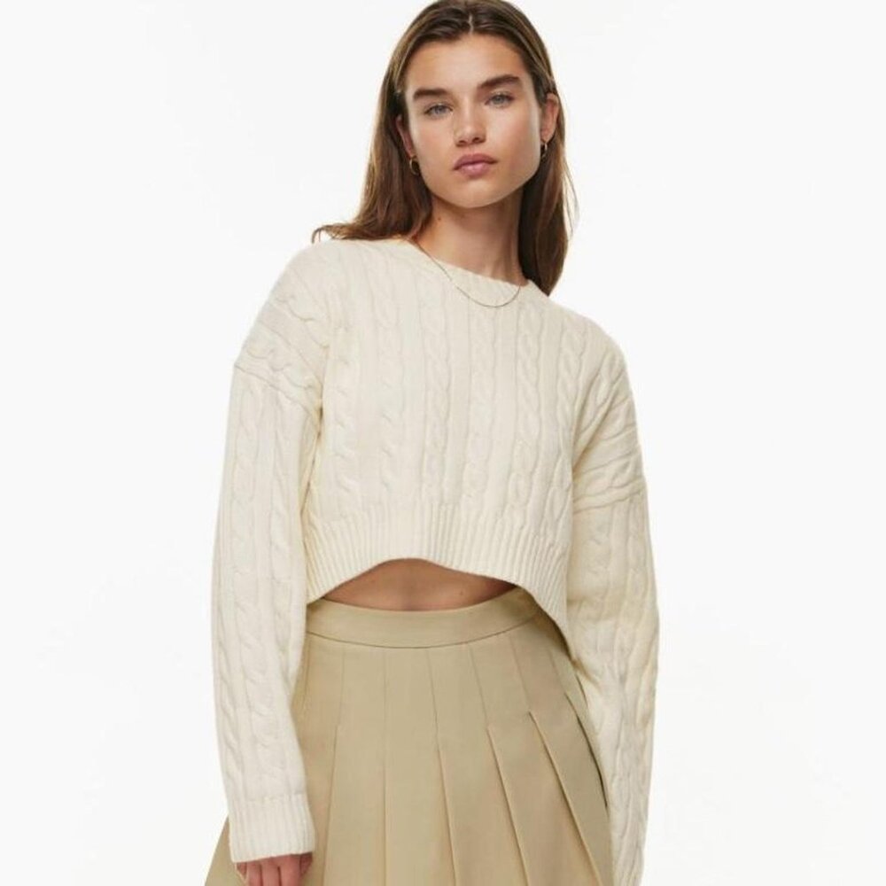 BNWT Sunday Best Aritzia Peggy Cropped Merino Wool Cable-knit Sweater
